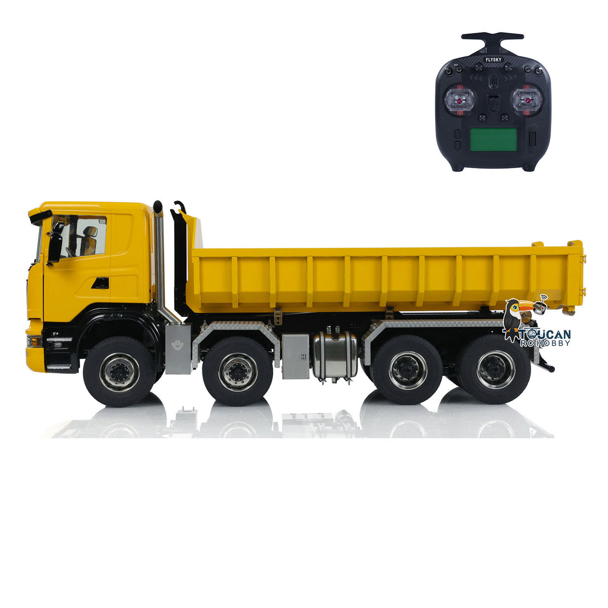 TOUCAN RC HOBBY 1/14 8x8 RC Hydraulic Full Dump Truck Roll-Off Dumper Trucks 3-speed Transmission Differential Lock Axles Motor Servo ESC
