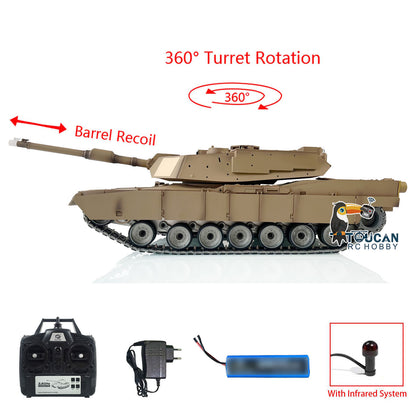 Umgerüsteter 2,4 GHz HengLong Factory USA Abrams Funkgesteuerter BB IR TK7.1 Panzer 3918 M1A2 Metallchassis Kunststoffrumpf
