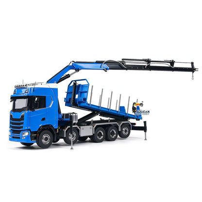 770S 1/14 Maßstab Hydraulischer RC Pritschenwagen Holz 5-Achsen Funksteuerung Kran Muldenkipper Licht Sound