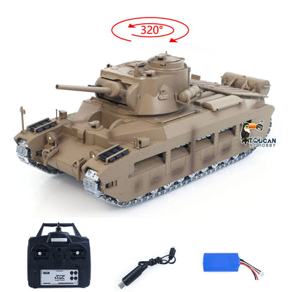 TOUCAN RC HOBBY Fast Free Shipping 1/16 RC Tank Matilda III IV Tongde IR Turret Rotary 320 Degree Electric Remote Control Military Vehicle Metal Gearbox Road Wheel