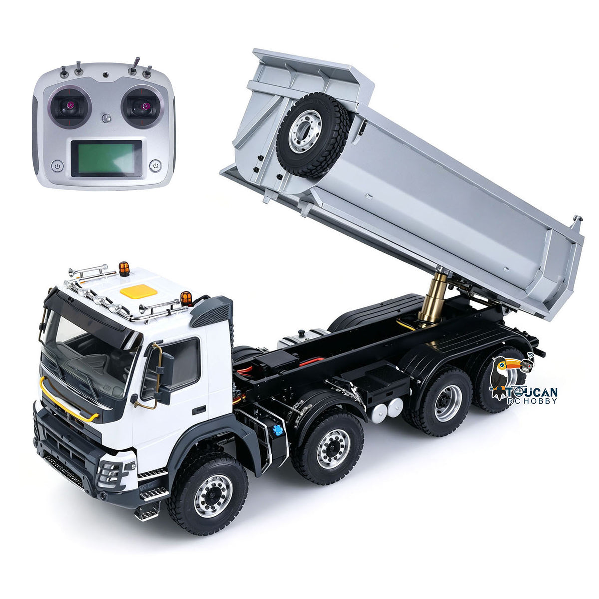 TOUCAN RC HOBBY JDM 1/14 Metal RC Hydraulic Dumper 8x8 Dump Truck Remote Control Tipper 2Speed Gearbox Differential Axle JDM-65D