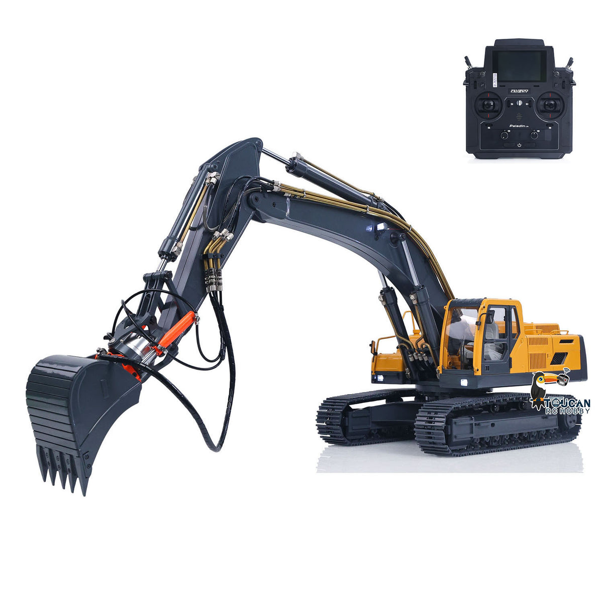 1/14 JDM-106-UPG1 Full Metal RC Excavator w/Extra 3-Way Valve Hydraulic Quick Coupler No Charger