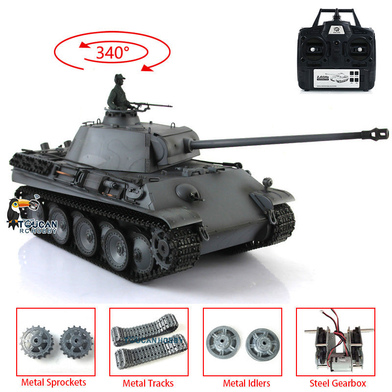 Henglong 1/16 TK7.0 Promotion German Panther G RTR RC Tank 3879 BB Infrared Combat Smoke Sound Light Metal Tracks Sprocket Wheels