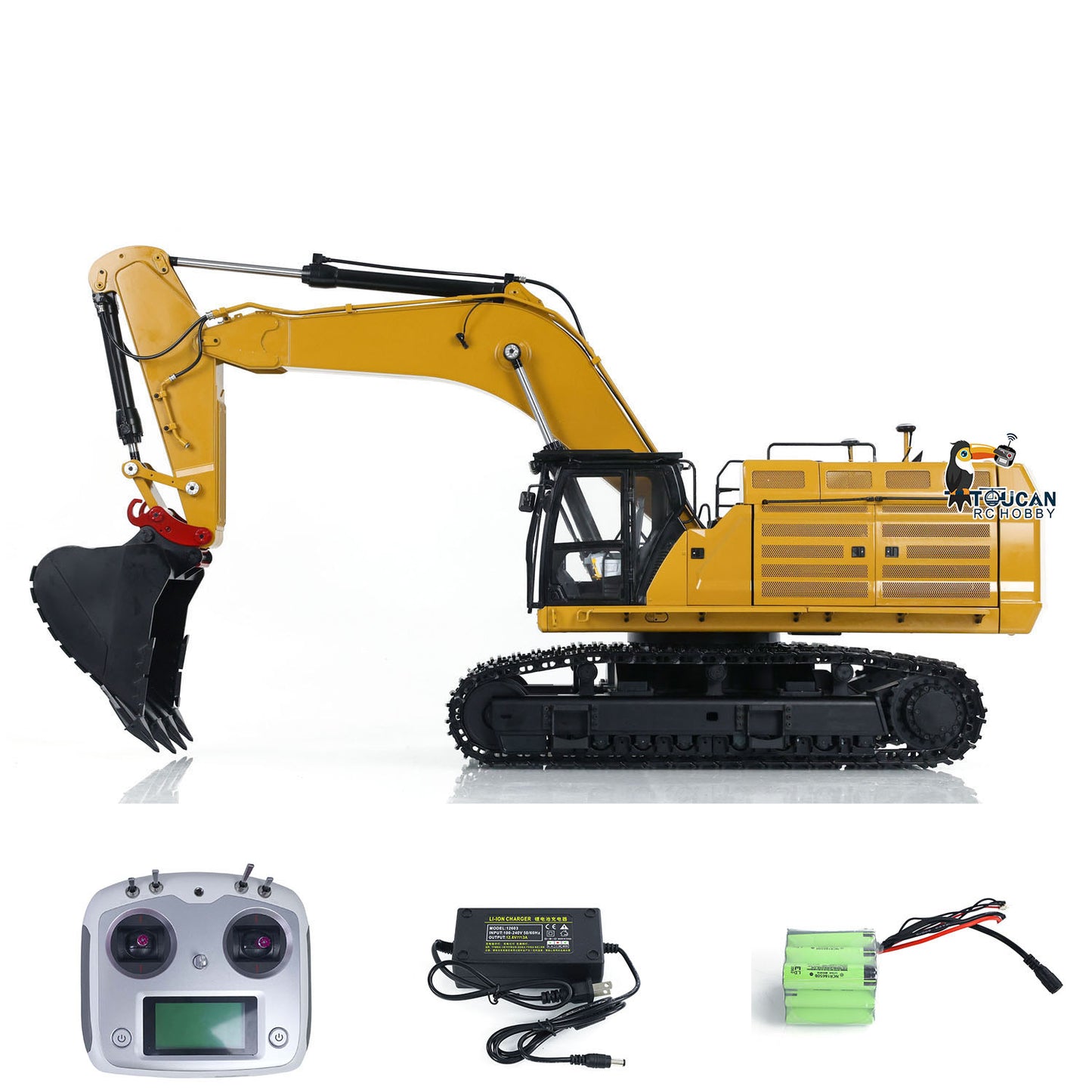 Toucanhobby C374 1/14 Metal RC Hydraulic Excavator RTR Brushless Motor Quick Coupler FlySky I6S Controller for Construction Model Collectors