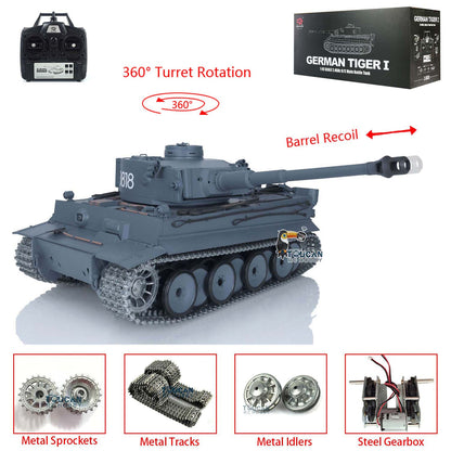Henglong 1/16 Promotion TK7.0 German Tiger I RTR RC Tank 3818 Special Spray Painting with Barrel Recoil FPV IR BB Smoke Metal Tracks Sprockets Idlers Wheels Gearbox