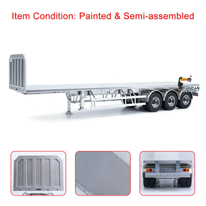 TOUCAN RC HOBBY MD Metal 3Axles Flatbed Trailer Manual Support Legs for 1/14 Remote Control Tractor Truck 770S RC Digger Loader DIY Model