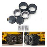 Widened Metal Wheel Hub 135X80MM Rubber Tire Tyre for JDM-198 ZW370 RC Hydraulic Loader Model JDM-166 Articulated Truck DIY Vehicle