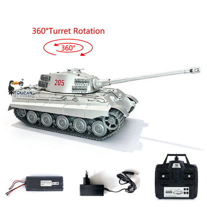 TOUCAN RC HOBBY Henglong 1/16 King Tiger Heavy RC Tank 3888 Metal Remote Control Military Tanks BB Firing 360 Degree Turret Smoke Light Sound