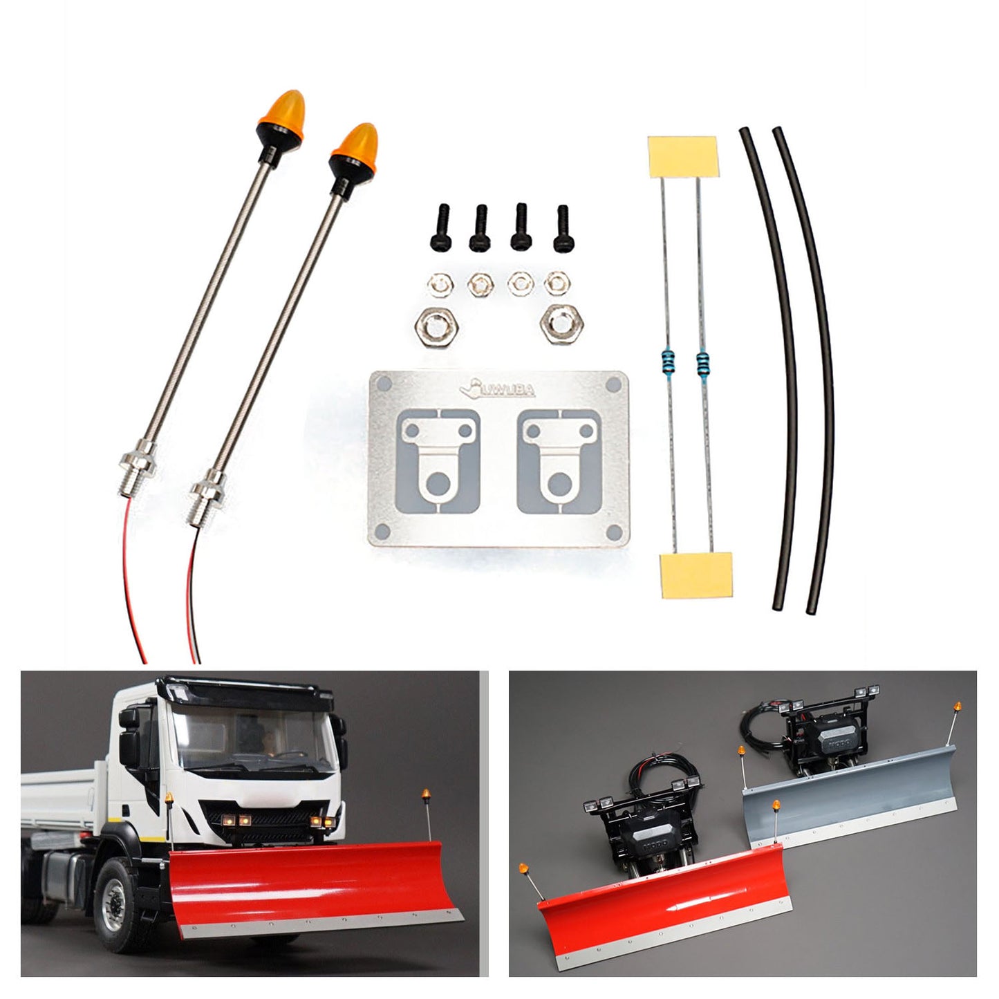 1 Paar LED-Kunststoff-Markierungsleuchte, Seitenwarnleuchte, 2,2 V – 3 V, für DIY Tamiya 1/14 RC Traktor-LKW-Modell, Bulldozer, Kipper, Autoteile
