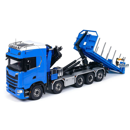 770S 1/14 Maßstab Hydraulischer RC Pritschenwagen Holz 5-Achsen Funksteuerung Kran Muldenkipper Licht Sound