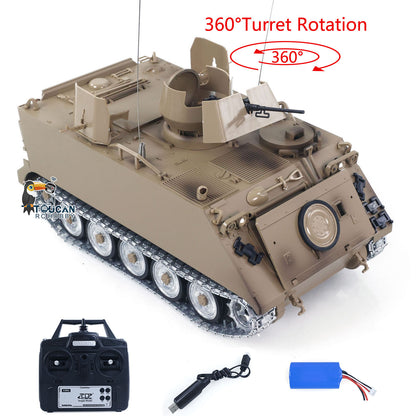 TD 1/16 RC Tank M2412-B M113A1 ACAV 360 Turret Rotation Infrared Metal Wheels Gearbox Smoke Unit Radio Control Military Model