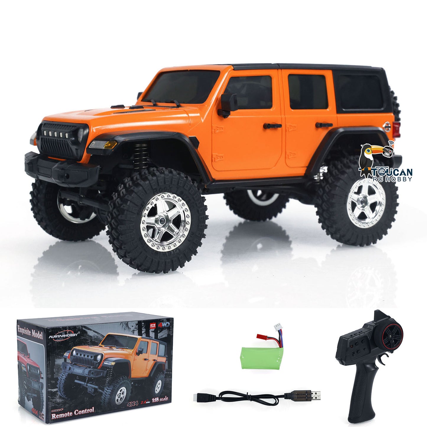 RC 1/18 Crawler RTR Off-Road-Truck 4WD Lichter Ferngesteuertes Auto Geschenk für Jungen mit drehmomentstarkem Kohlebürstenmotor 10A gebürstetem ESC