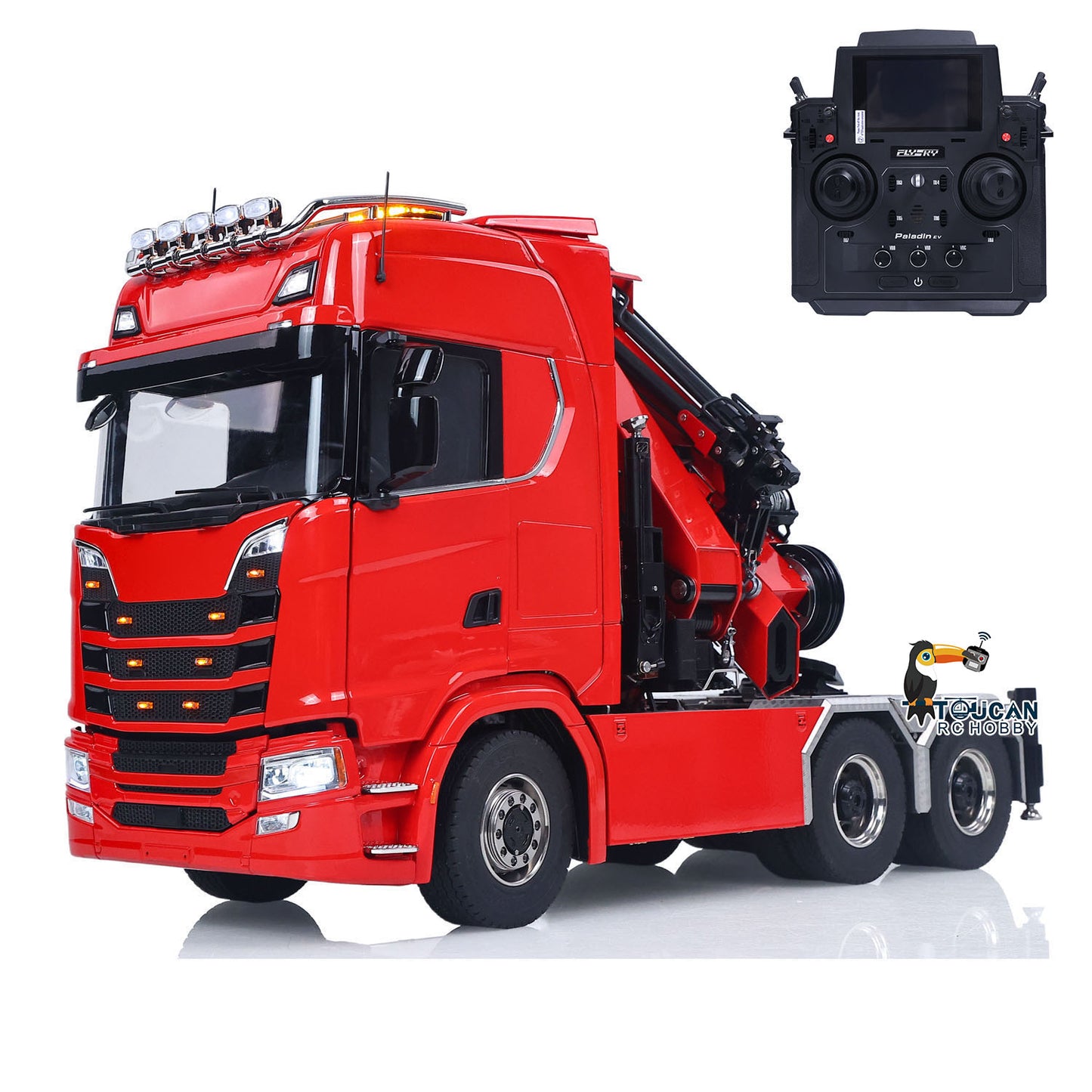 1/14 RC Truck Remote Control Tractor Truck 7-way Valves Hydraulic Crane 6x6 RC Lorry Car 3Speed Gearbox Axle Locks Light Sound System