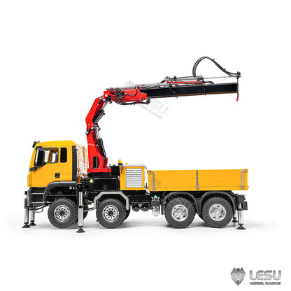 TOUCAN RC HOBBY PROMOTION LESU Metal 1/14 RC Hydraulic Crane Truck 8X8 3Speed Remote Control Lorry Model 7CH Valve 6 Outriggers Light Sound Axle Diff Lock