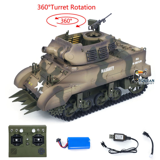 TOUCAN RC HOBBY CoolBank 1/16 Radio Control Tank M8 HMC Scott Light Self-Propelled Howitzer RC Model 360degree Turret Rotary Smoke Sounds Lights RTR