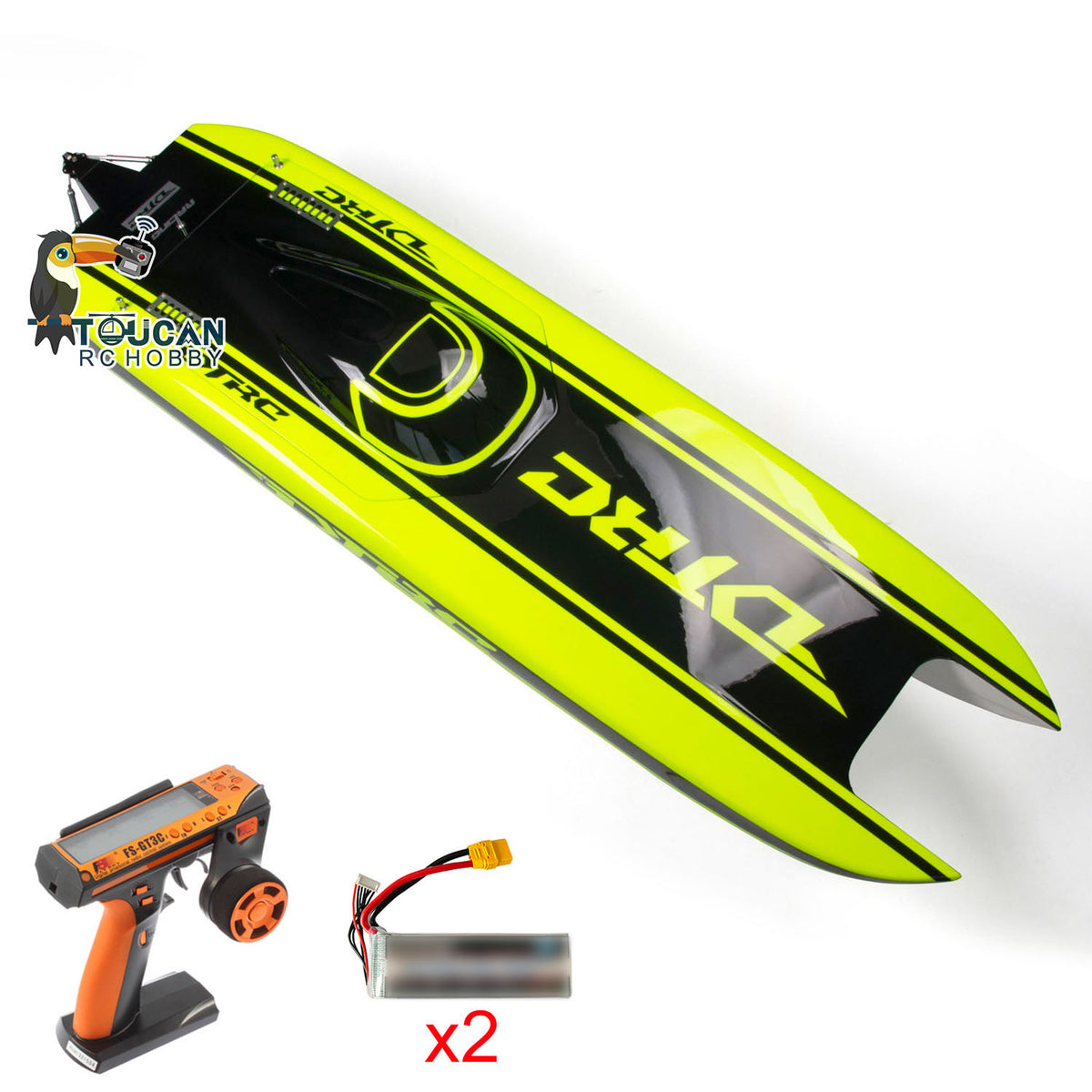 TOUCAN RC HOBBY E51 Fiber Glass Electric RTR RC Boat W/ Dual Motors Servos ESCs Batteries GT3C Radio System Remote Control Toys for Adult