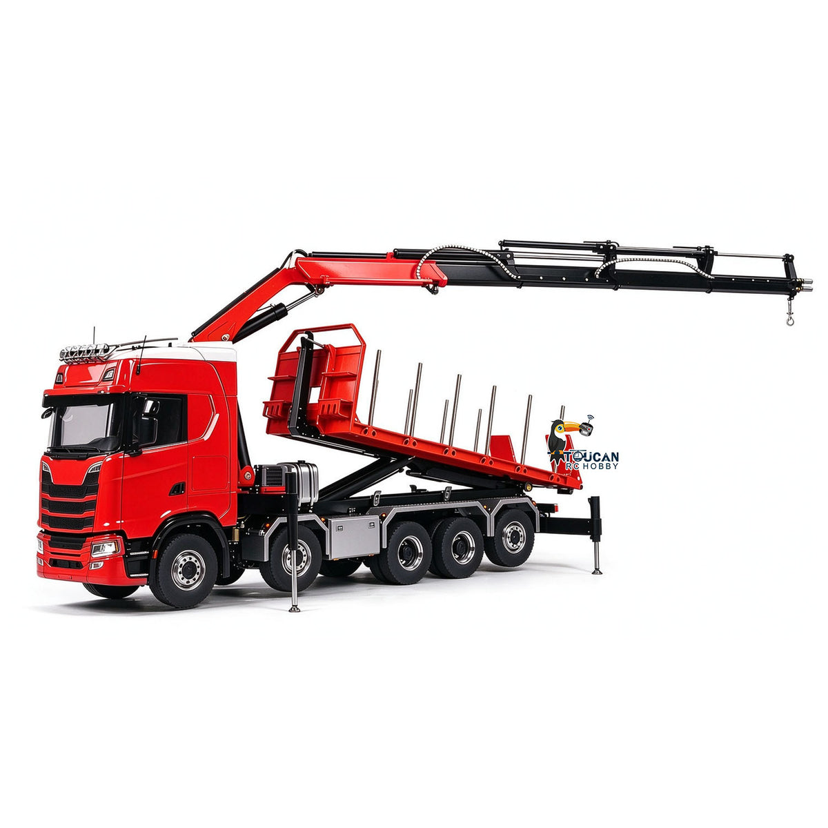 770S 1/14 Maßstab Hydraulischer RC Pritschenwagen Holz 5-Achsen Funksteuerung Kran Muldenkipper Licht Sound
