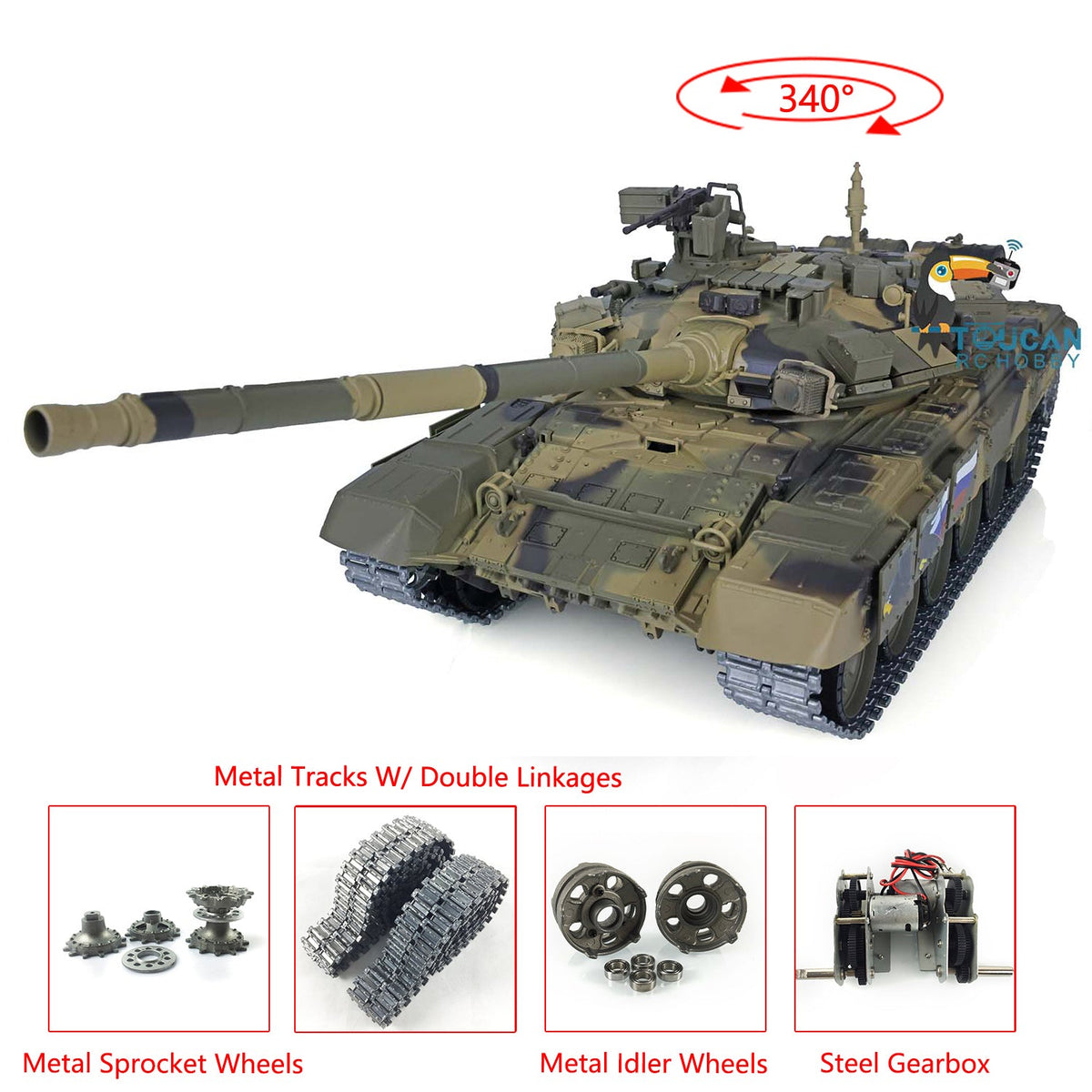 Henglong 1/16 TK7.0 Promotion Russia T90 3938 RTR RC Tank Infrared Combat BB Smoke Metal Sprockets Idlers Wheels Linkages Tracks Steel Gearbox