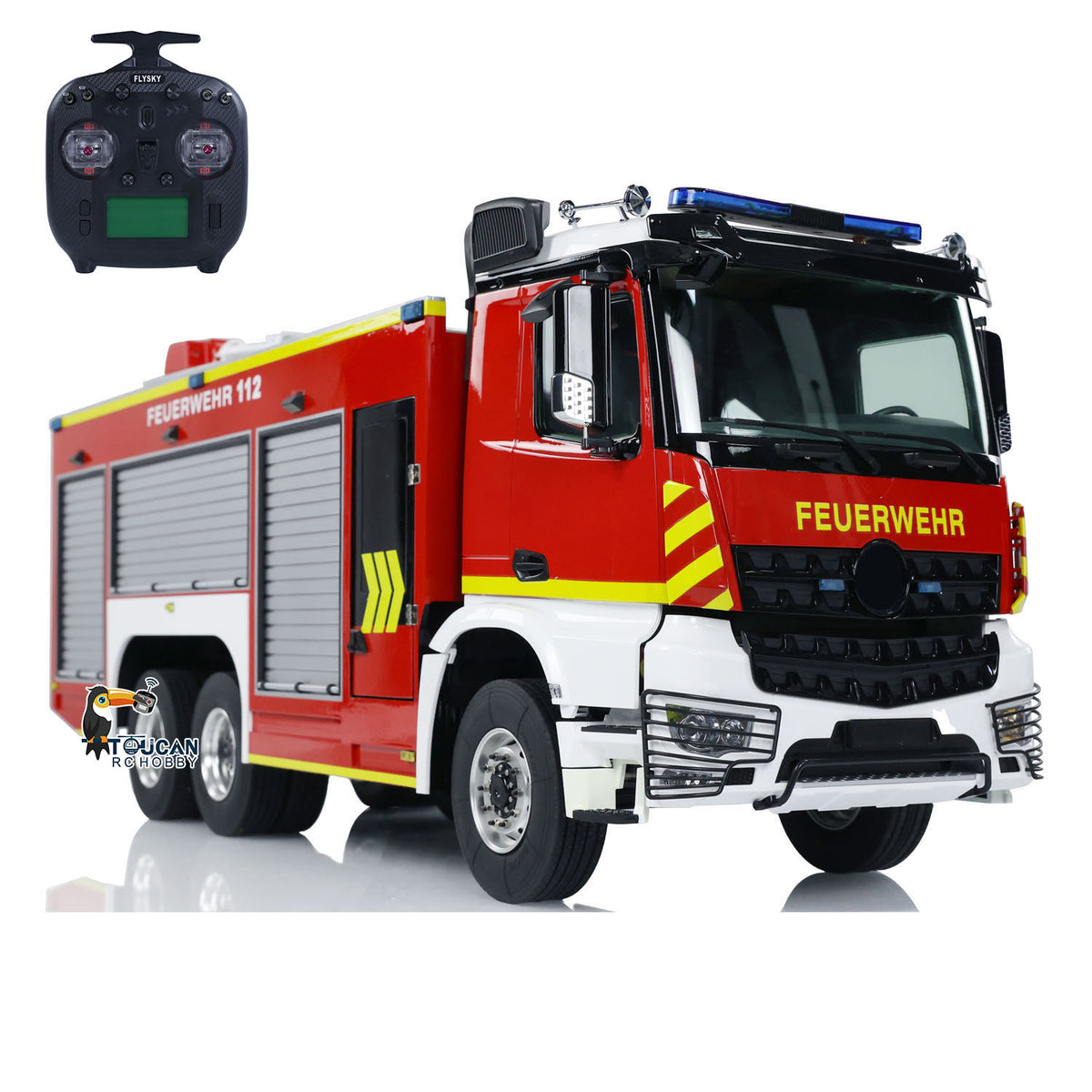 6x4 1/14 RC Feuerwehrfahrzeuge Metallchassis Ferngesteuertes Feuerwehrauto-Modell 2-Gang-Getriebe Beleuchtungs- und Soundsystem 