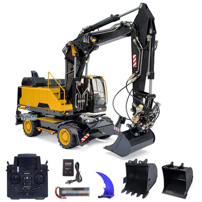 EC380 1/14 RC Hydraulikbagger Rad-Baufahrzeug 3-Arm Fernbedienung Bagger Modell Greifer Kippbarer Zweischalengreifer