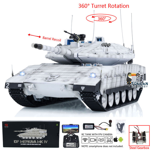 Heng Long 1/16 RC Tanks 3958 Radio Controlled Military Cars IDF Merkava MK IV Metal Driving Gearbox FPV Camera 360
