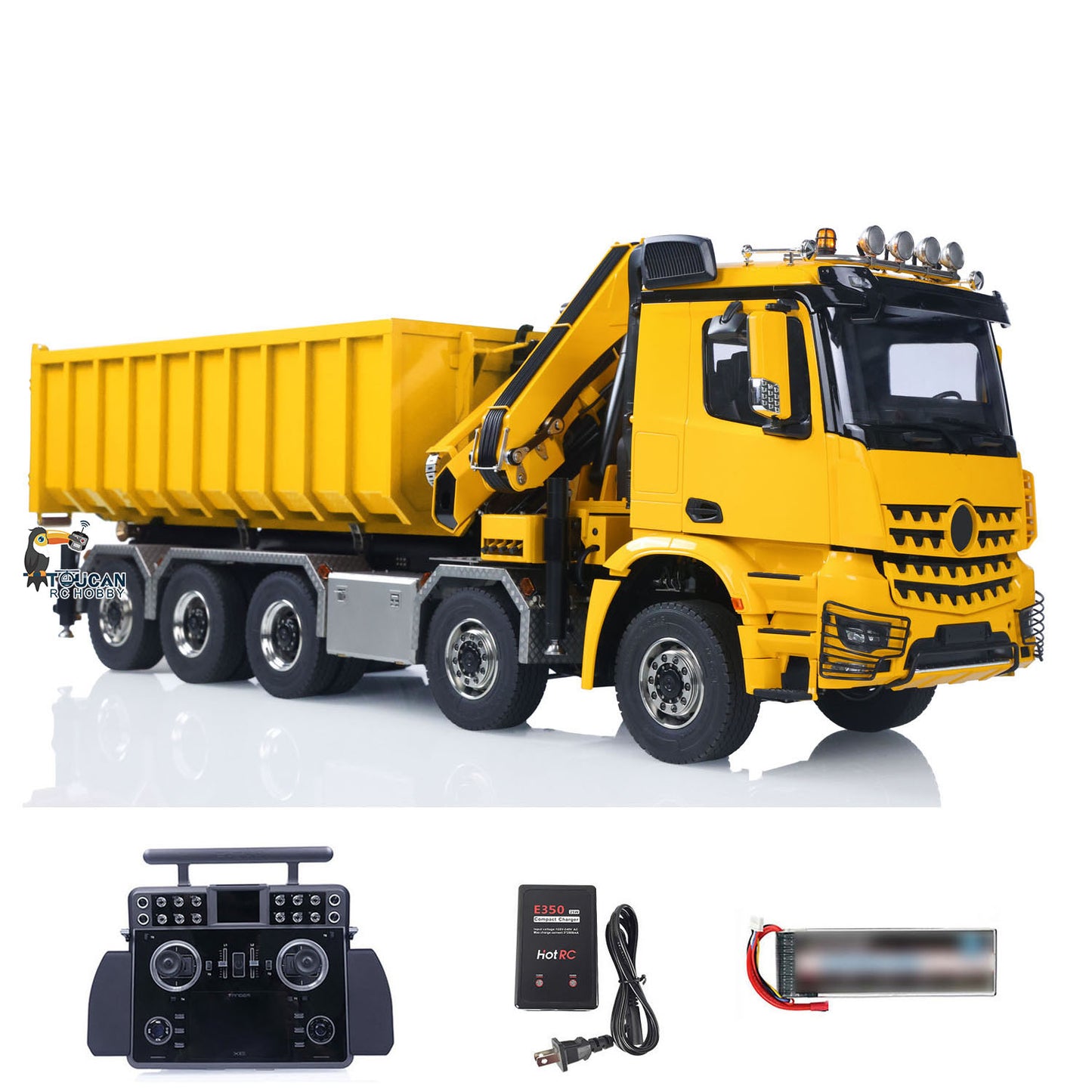 Toucanhobby 1/14 10*10 Metal RC Hydraulic Roll 0n Off Dumper 9-Way Reversing Valve Rear Axle Lifting for Model Enthusiasts