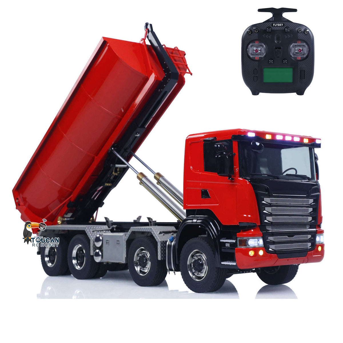 Metall 1/14 Fernbedienung Hydraulische Dump Lkw SC 770S 8X8 RC Volle Kipper Differential Sperre Lichter Sounds FlySky ST8 Radio