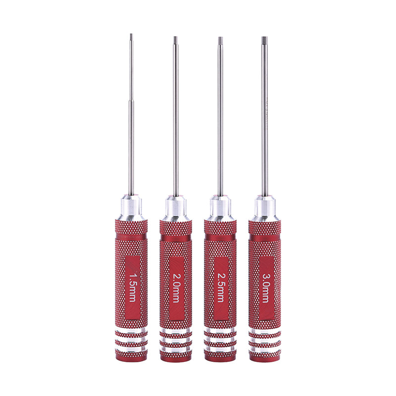 4-teiliger Sechskantschraubendreher-Satz aus Metall für 1/14 RC-Autos, ferngesteuerte Fahrzeuge, DIY-Teile, 1,5 mm, 2,0 mm, 2,5 mm, 3,0 mm, Hobby-Modell