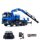 1/14 10x10 RC Hydraulic Crane Remote Control Truck Full Dump Car 3-speed Gearbox with U-shaped High Standard Bucket Timber Flatbed