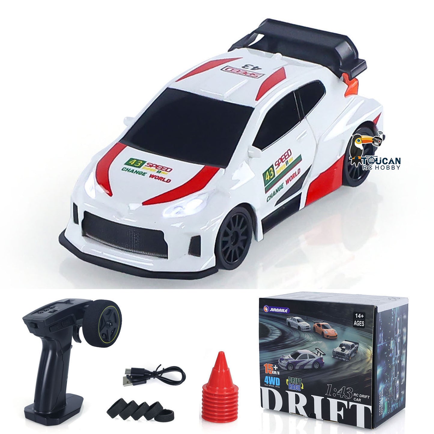 1/43 Hochgeschwindigkeits-2,4G-Funkgesteuertes Rennauto RC Drift Vehicle 4WD RTR Mini-Modellauto Spielzeugbatterie für Kindergeschenke