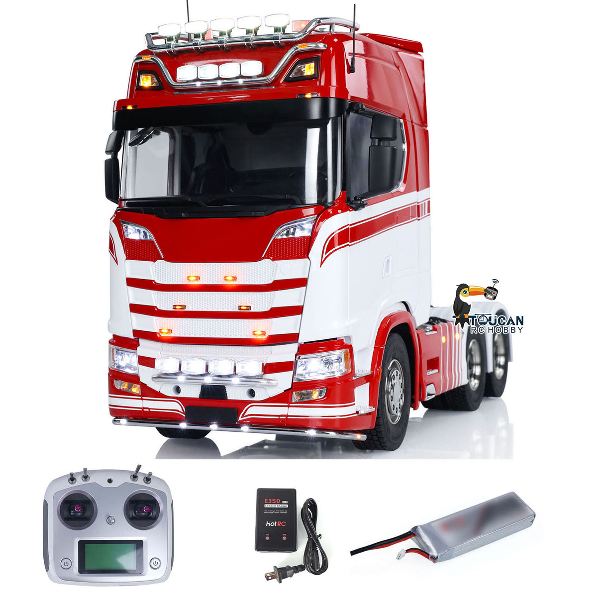 1/14 Finish RC Sattelzugmaschine 770S 6x6 Metallchassis Licht Sound Rauch 3-Gang Lackiertes Fahrzeug