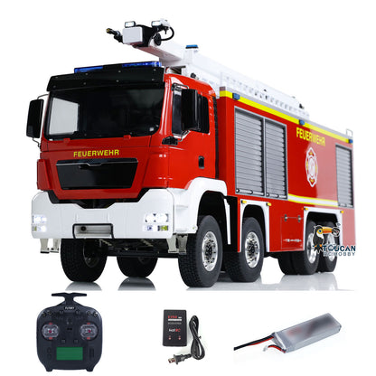 TOUCAN RC HOBBY 1/14 Metal Chassis Snozzle High-reach Extendable Turret 8x4 Remote Control Fire Truck Servo ESC Motor Light Sound System
