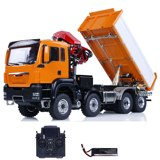 TOUCAN RC HOBBY LESU Z0063 1/14 Metal Hydraulic 3 Ways RC Dump Truck with Crane 7CH Valve Paladin PL18EV Remote Controller 2 Speed Transmission Sound Light System