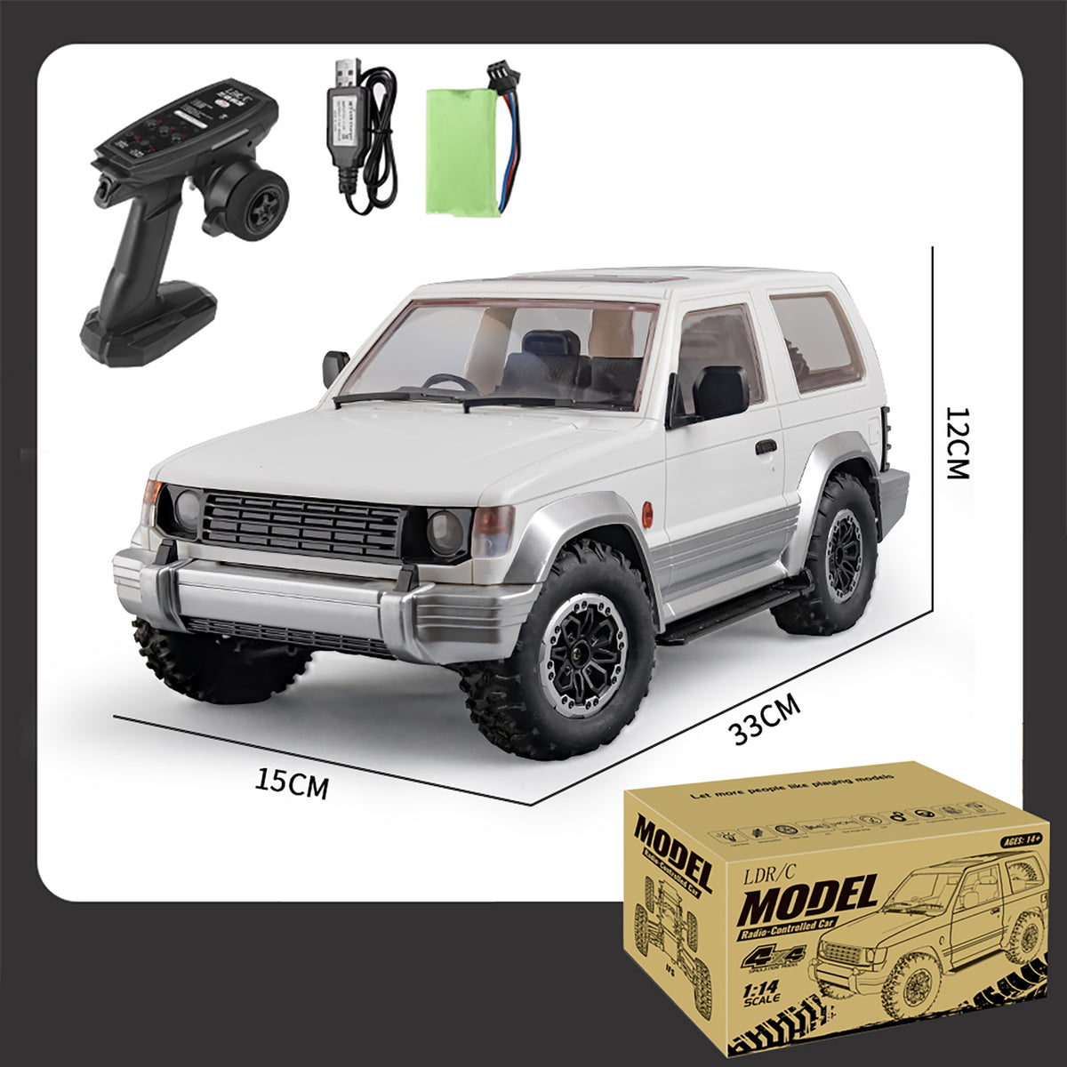 4WD 1/14 Drahtlose Steuerung Geländewagen 4x4 RC Crawler Automodell LDRC LD1297 Weiche Gummireifen Simulierte Kraftübertragungsbox