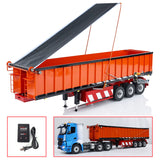 1/14 Metal 3 Axles Hydraulic Dump Trailers with Electric Tarpaulin for RC Tractor Trucks Remote Control Excavator Model