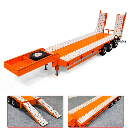 HHG-3Axles 1/14 Scale 100cm Metal Semi-Trailer w/Electric Legs Tailboard Lights Mini Radio Battery