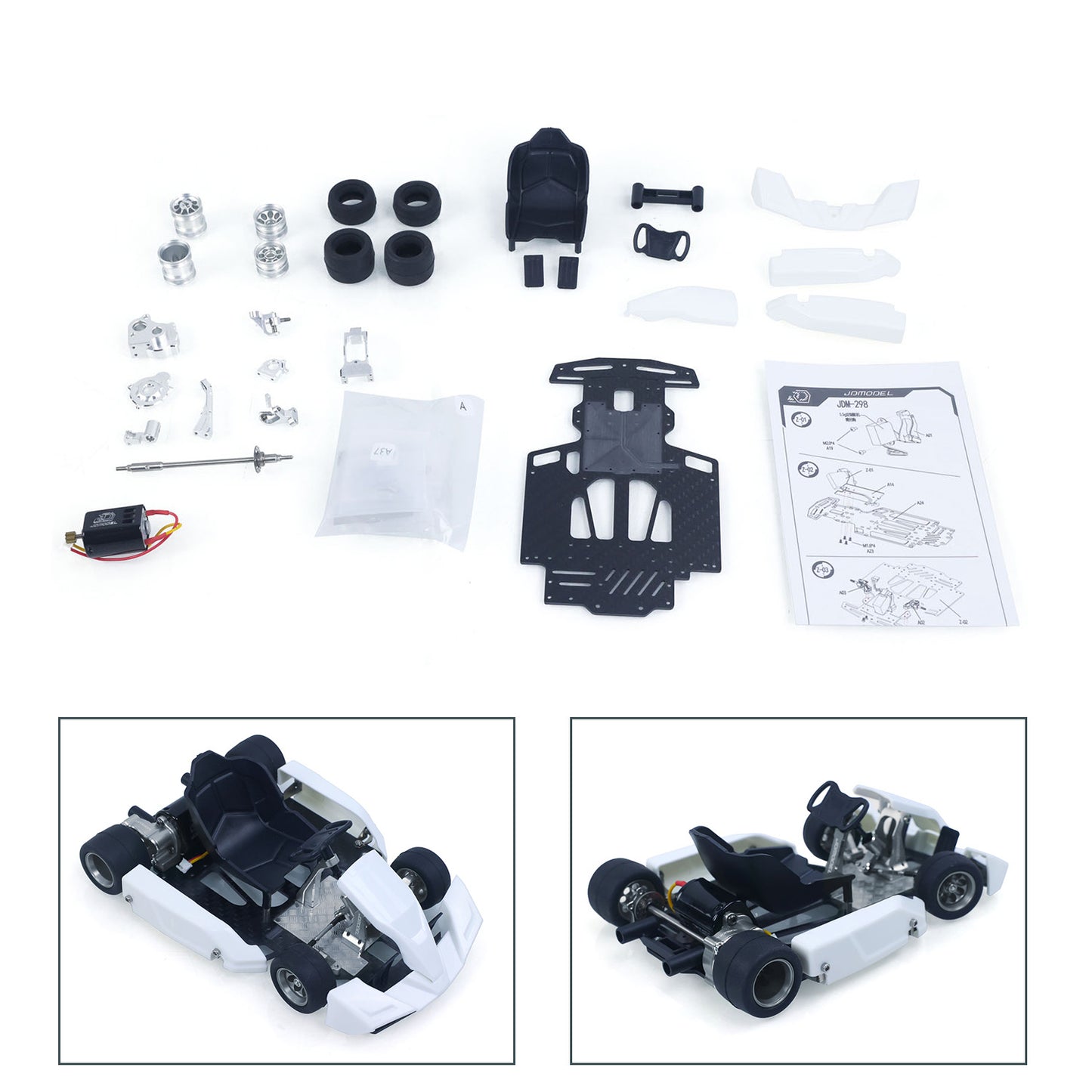KIT JDM 298A 1/10 4x2 RC Go-Kart Unlimited DIY Model Vehicle Remote Control Electric Racing Car Motor No Battery for Adult