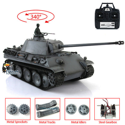 Henglong 1/16 TK7.0 Promotion German Panther G RTR RC Tank 3879 BB Infrared Combat Smoke Sound Light Metal Tracks Sprocket Wheels