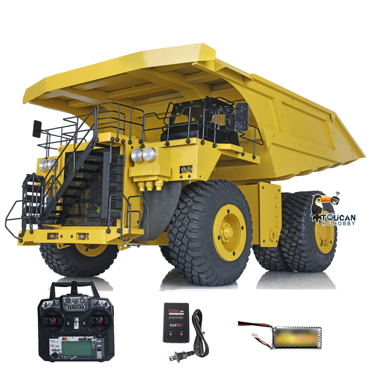 1/20 LZGH-C793D Metal Hydraulic RC Dump Truck RTR Yellow Rock Tread Tire