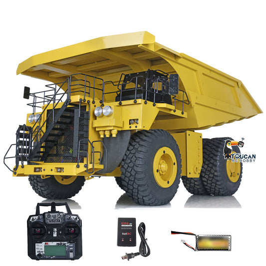 1/20 LZGH-C793D Metal Hydraulic RC Dump Truck RTR Yellow Rock Tread Tire