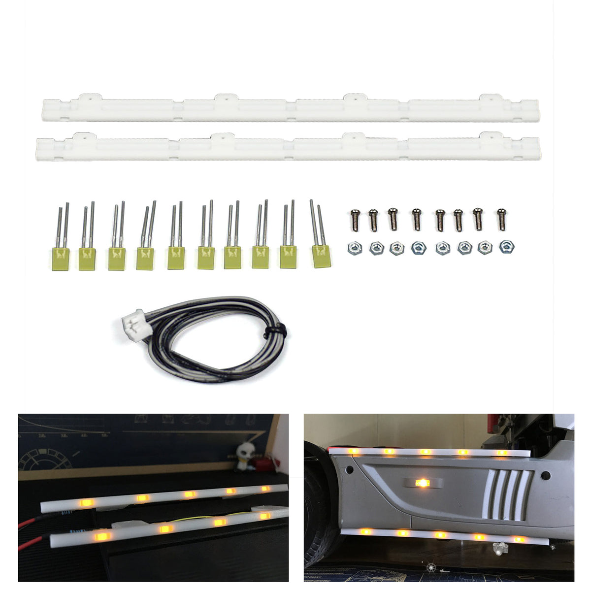 3V LED Kunststoff Seitenschweller Lichtleiste 5 Perlen für 1/14 DIY TAMIYA RC Traktor LKW Modell FH16 R620 Anhänger Engineering Fahrzeug Auto