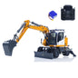 CUT Model LR914 1/14 Metal RC Hydraulic Wheel Excavator RTR 3 Arms 8-Way Valve Digger PL18EV Lite Controller Manual Quick Coupler Light & Sound System Cabin Guard Rail Tail hook for Model Collectors