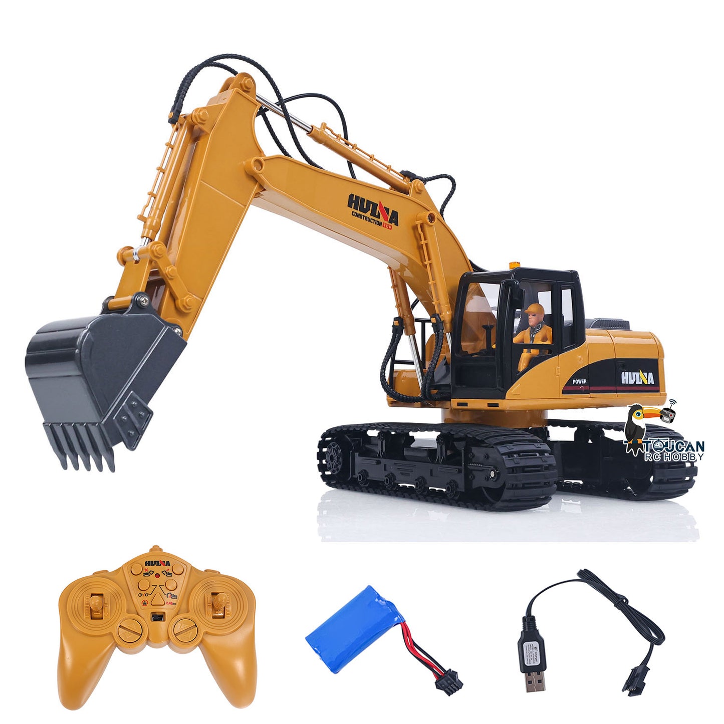 HUINA 1/14 RC Electric Excavator 1535 Remote Control Digger 15CH 2.4G Radio Finished Toy Model Battery Sound Light Effects