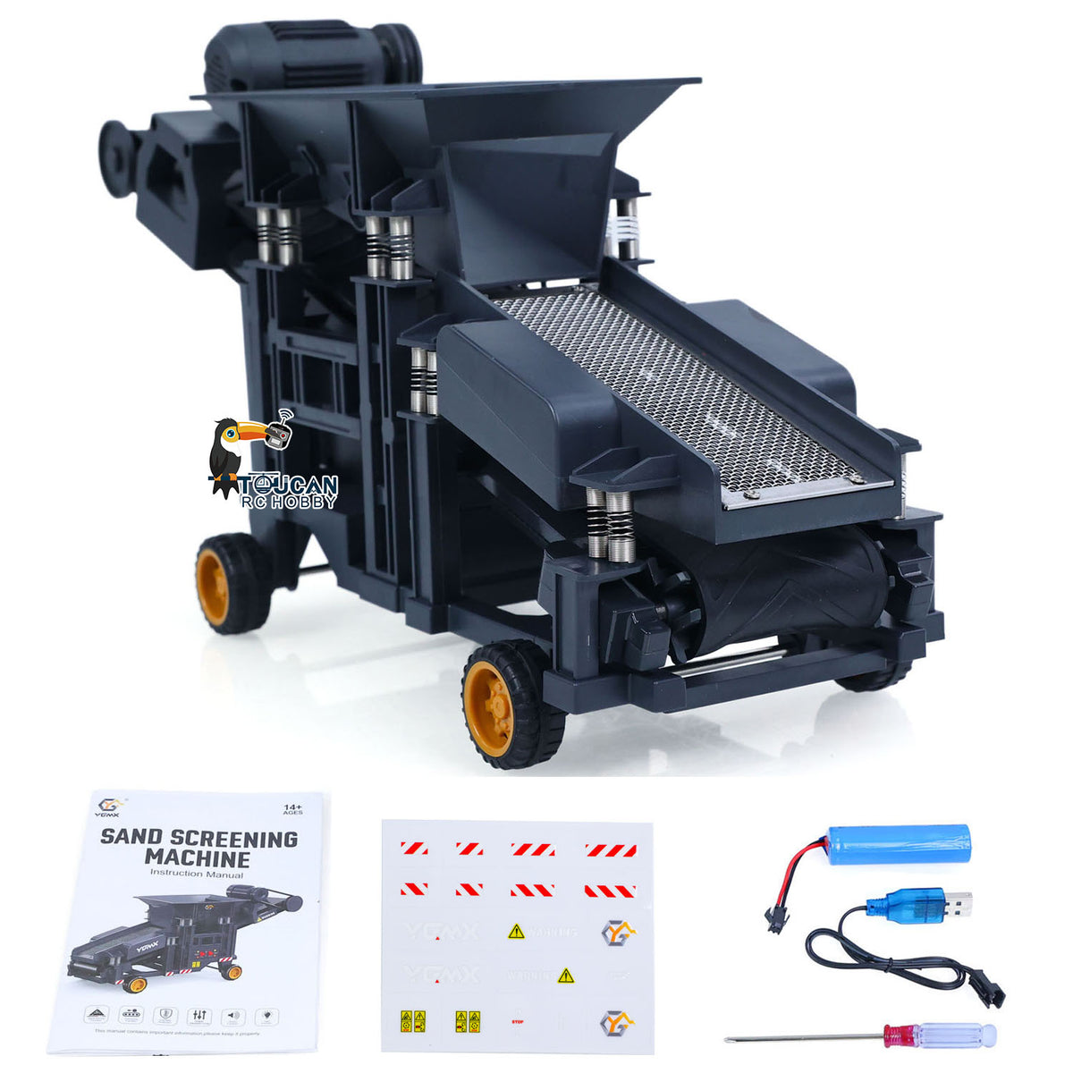 RTR 1/50 Electric Remote Control Vibrating Sand Sieve Machine RC Construction Vehicle Finished Model Battery USB Charging Cable