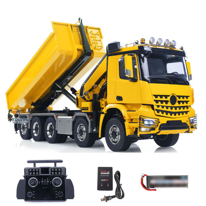 1/14 10x10 RC Hydraulikkran Vollmuldenkipper Metall LKW Auto Hinterachslenkung Lackiert Zusammengebaut mit Licht Sound System