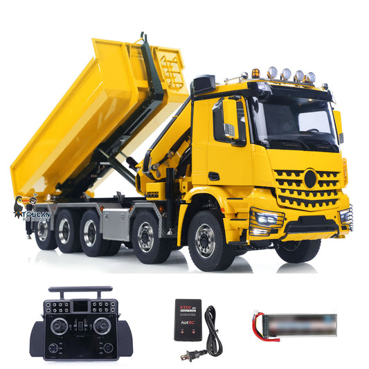 1/14 10x10 RC Hydraulikkran Vollmuldenkipper Metall LKW Auto Hinterachslenkung Lackiert Zusammengebaut mit Licht Sound System