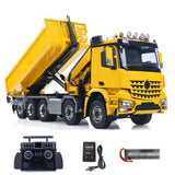 1/14 10x10 RC Hydraulic Crane Full Dump Truck Metal Lorry Car Rear Axle Steering Painted Assembled with Light Sound System