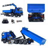 Toucanhobby 1/14 10*10 Metal RC Hydraulic Roll On/Off Dump Truck 9-Way Reversing Valve Rear Axle Steering for Construction Vehicle Enthusiasts