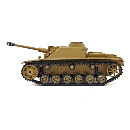 2.4G Henglong 1/16 7.0 Plastic German Stug III 3868 RTR RC Tank BB IR Steel Gearbox 1800MAH Battery Sound Lights Smoke Special Spray Painting Model