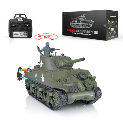 Henglong 1/16 2.4G TK7.0 Plastic USA M4A3 Sherman 3898 RTR RC Tank 360 Degrees Turret Infrared Combat BB Smoke Metal Barrel